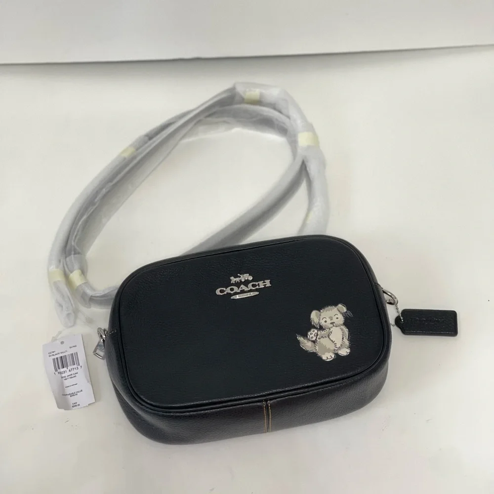 Coach Jamie Camera Bag With Happy Dog In Silver & Black Multi Color- New W/ Tag - Picture 4 of 16